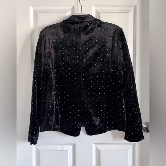 NWT Philosophy Republic Clothing Black Velvet Rhinestone Blazer 12 MSRP $118 - Picture 2 of 6